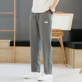 亚麻裤风简约时尚男休闲裤水洗棉麻九分裤子加藏青色8205-P75，男装休闲裤，电商A016