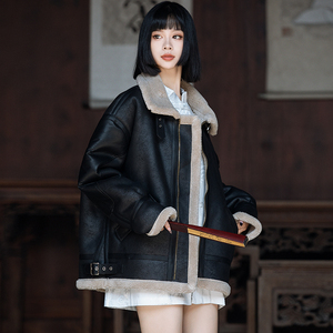 男女款皮毛一体外套冬季加绒加厚羊羔毛夹克外穿棉服1201-P228图片