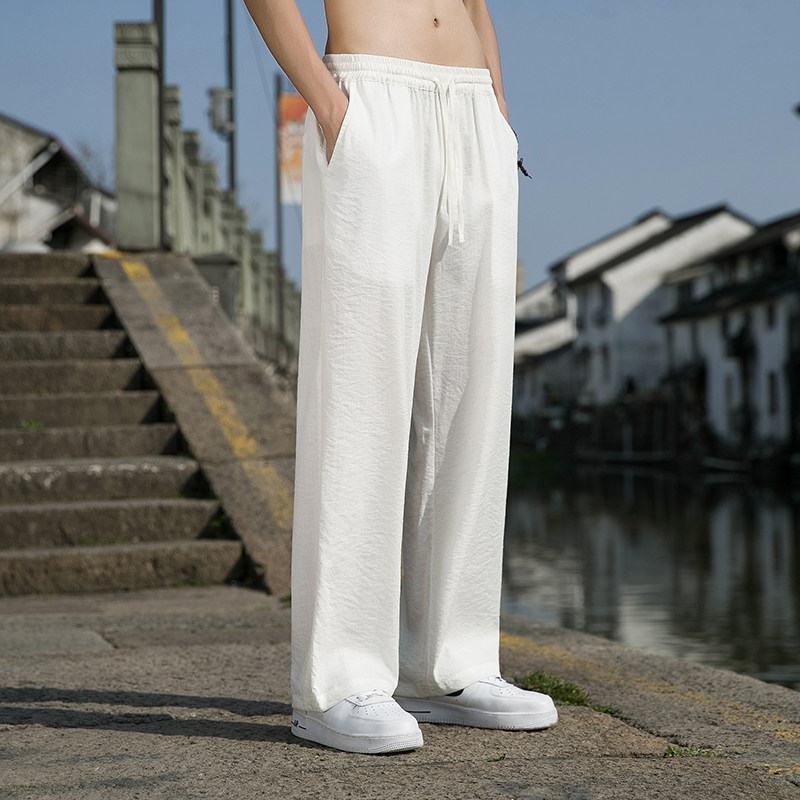 风男薄款长裤休闲裤大码纯色冰丝直筒拖地裤子DSA016-8090p60,男装休闲裤,电商A016
