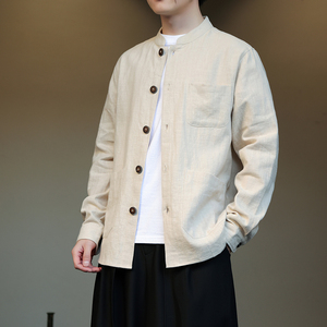 2025男女新款秋冬季夹克棉麻外套大码宽松汉服立领长袖衫1177-P85图片