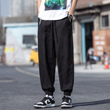 休闲裤男薄款亚麻裤日系宽松哈伦束脚工装九分裤DSA016-8230-P80，男装工装外套，电商A016