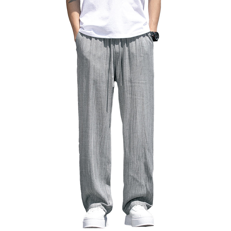 天丝亚麻休闲裤夏季男长裤清凉直筒大码拖地裤子潮8266-P80控118,男装休闲裤,电商A016