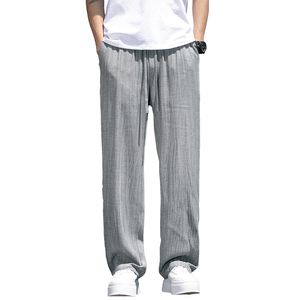 天丝亚麻休闲裤夏季男长裤清凉直筒大码拖地裤子潮8266-P80控118图片