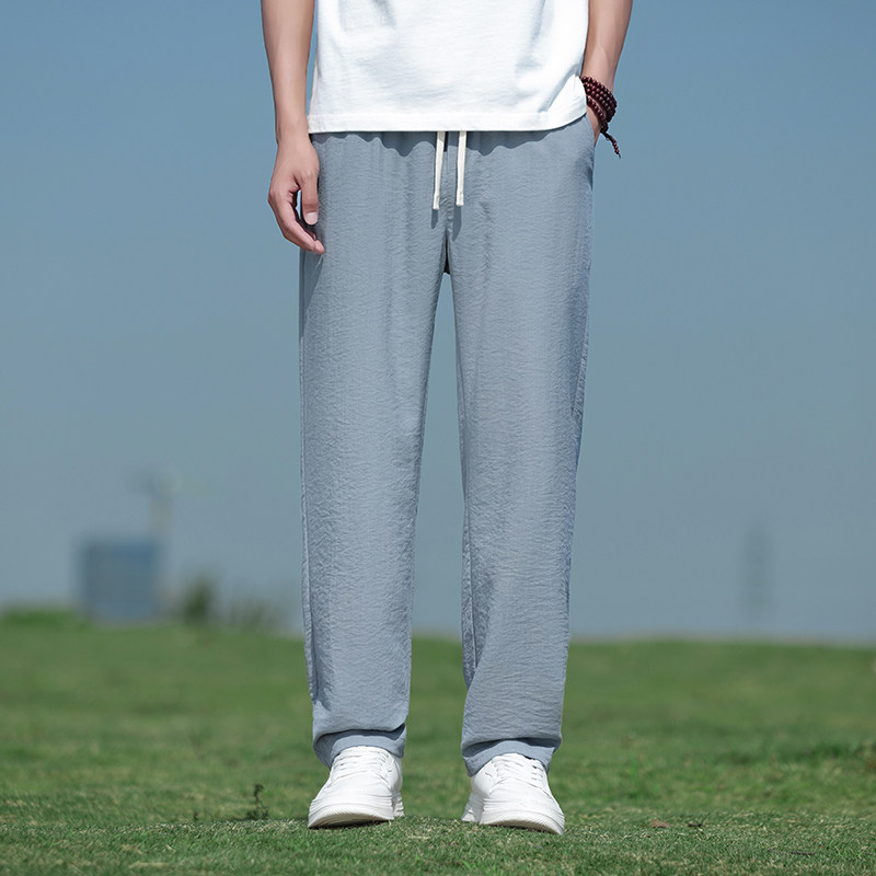 风冰丝棉麻长裤男夏季薄款宽松直筒裤垂感休闲裤子8262-P55,男装休闲裤,电商A016