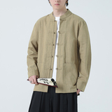 夹克春季男款立领长袖外套风棉麻上衣复古盘扣衬衫1180-P95，男装夹克，电商A016