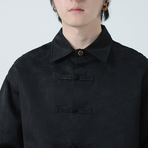 2025秋冬新款夹克风复古盘扣汉服唐装外套男长袖衬衫1198-P98图片