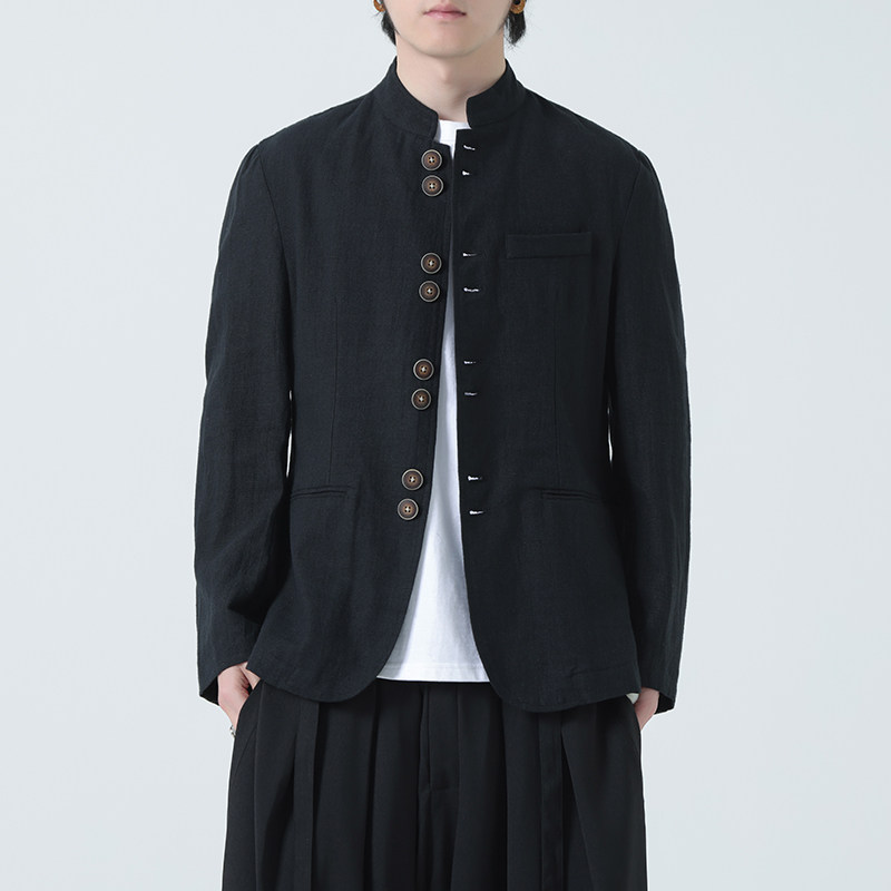 夹克春季男款立领长袖外套新中式棉麻上衣西装亚麻衬衫1178-P120,男装夹克,电商A016