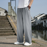 风休闲裤男薄款长裤大码纯色冰丝直筒拖地裤子DSA016-8090p60，男装休闲裤，电商A016