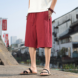 风复古亚麻裤男夏新款棉麻休闲短裤大码直筒五分裤子8231-P58，男装牛仔裤，电商A016