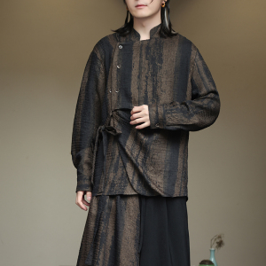 夹克秋冬男女新款长袖外套风大码棉麻上衣休闲汉服装1187-P70图片