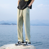冰丝裤风男裤子夏季纯色休闲裤直筒裤九分裤潮8262-p55，男装休闲裤，电商A016