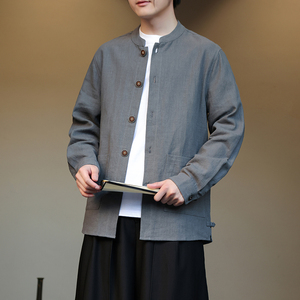 2025男女秋季新款棉麻夹克外套大码宽松汉服立领长袖开衫1176-P85图片