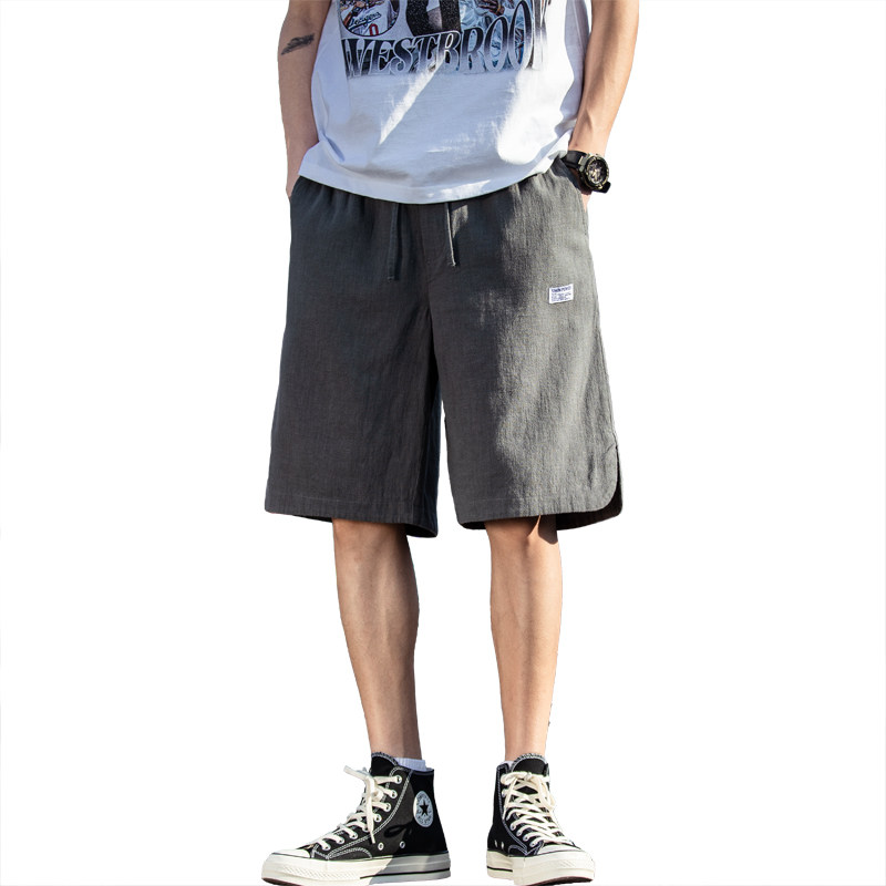休闲裤大码宽松亚麻短裤男夏款潮流百搭灰色直筒五分裤子8212-P55,男装牛仔裤,电商A016