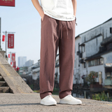 2025春夏款男士亚麻裤休闲裤新中式大码直筒长裤电商A016-8233P80，男装休闲裤，电商A016