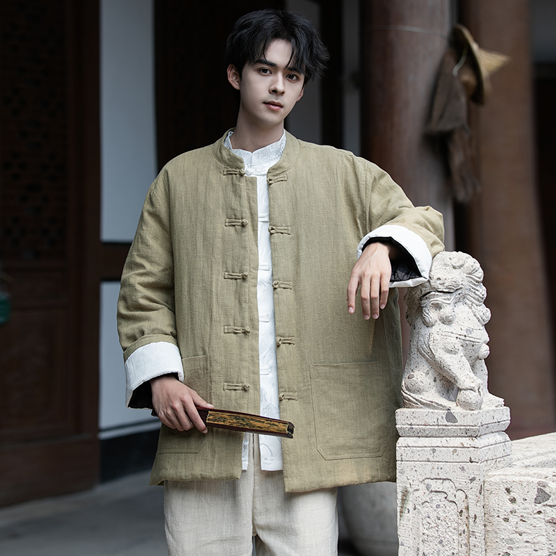 风棉衣2025复古唐装外套男款冬季棉麻加厚棉服1181-p145，男装棉衣，电商A016