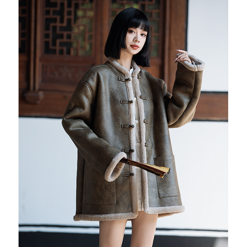男女皮毛一体外套冬季大码加绒加厚棉衣新中式棉服唐装1203-P158,男装棉衣,电商A016