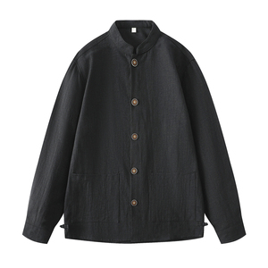 平铺风苎麻外套男士春唐装棉麻长袖衬衫西服DSA016-1176-P85图片