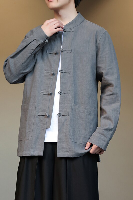 风外套2025春大码汉服棉麻夹克复古盘口长袖衬衫男装1180-P95,男装夹克,电商A016