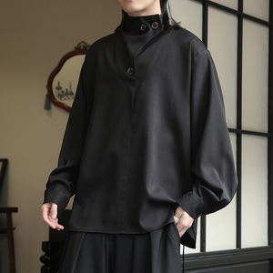 风外套春夏棉麻汉服唐装中式大码T恤纯色长袖衬衫男1192-P65图片