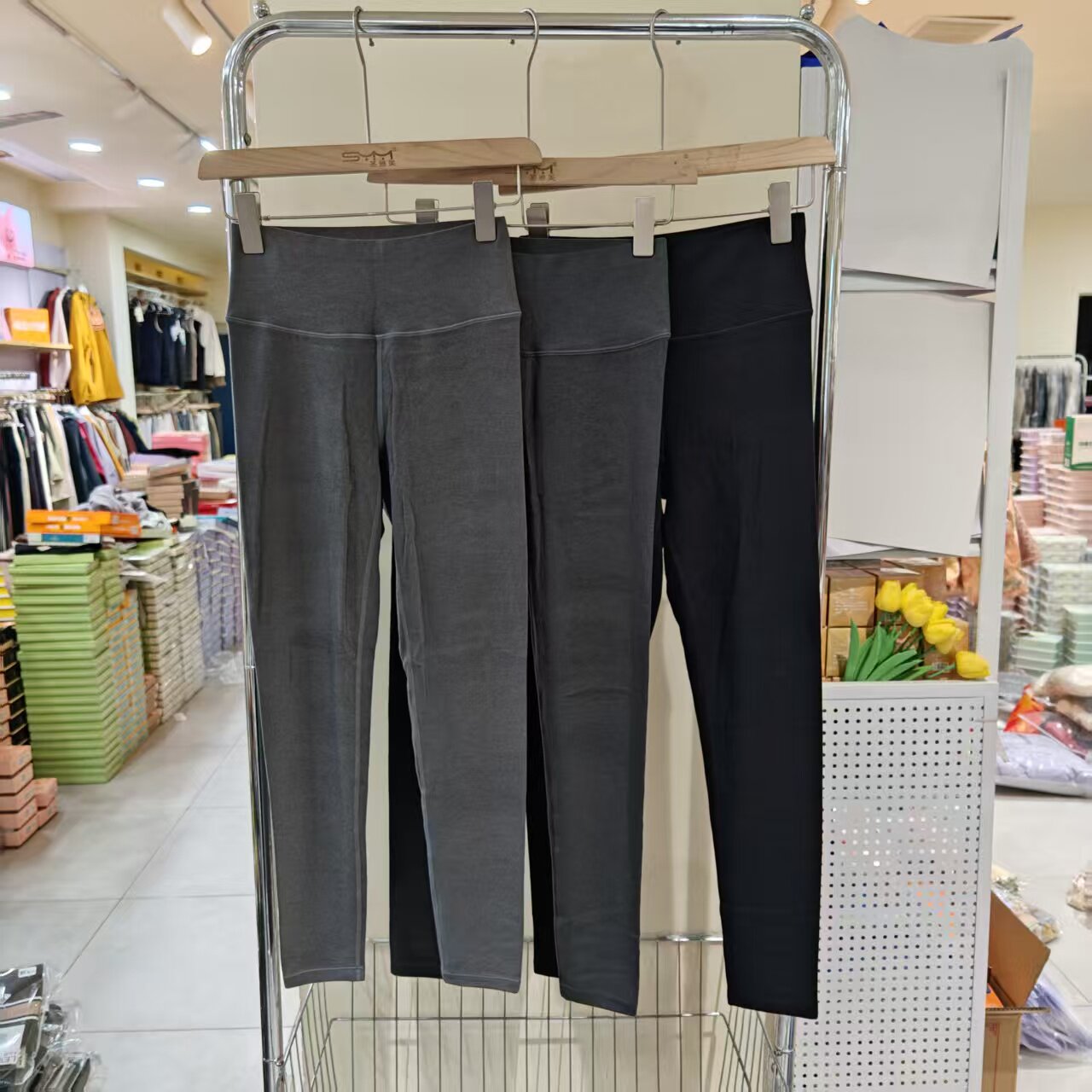女士磨毛打底裤秋冬高腰弹力九分
