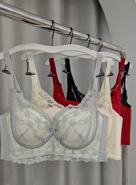 大胸显小性感蕾丝薄杯聚拢内衣女软钢圈上托收副乳B杯文胸罩66139