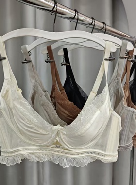 丝滑高光缎面软蕾丝花边女内衣BC杯大胸显小软钢圈聚拢文胸罩8145