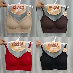 秋冬新款 女士磨毛美背抹胸内衣固定杯无痕背心文胸棉棉绒裹胸217