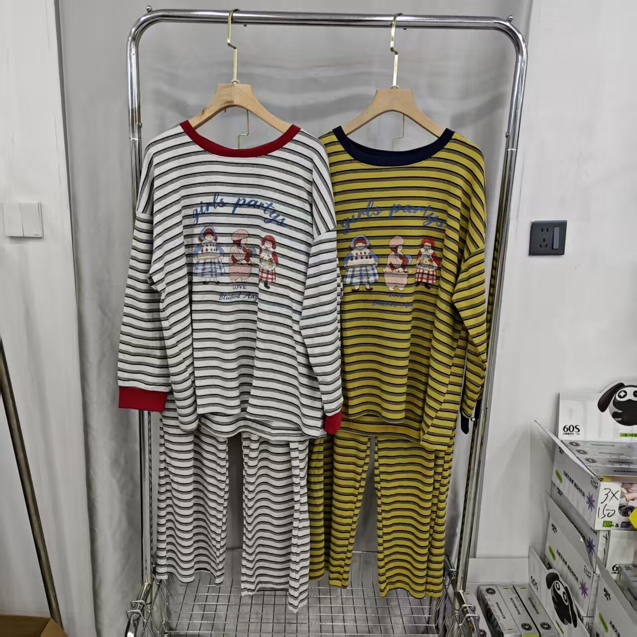 秋季女甜美条纹家居服套装