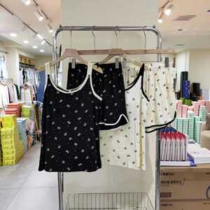 新款少女带胸垫蝴蝶结吊带短裤睡衣宽松舒适甜美家居服套装夏M028