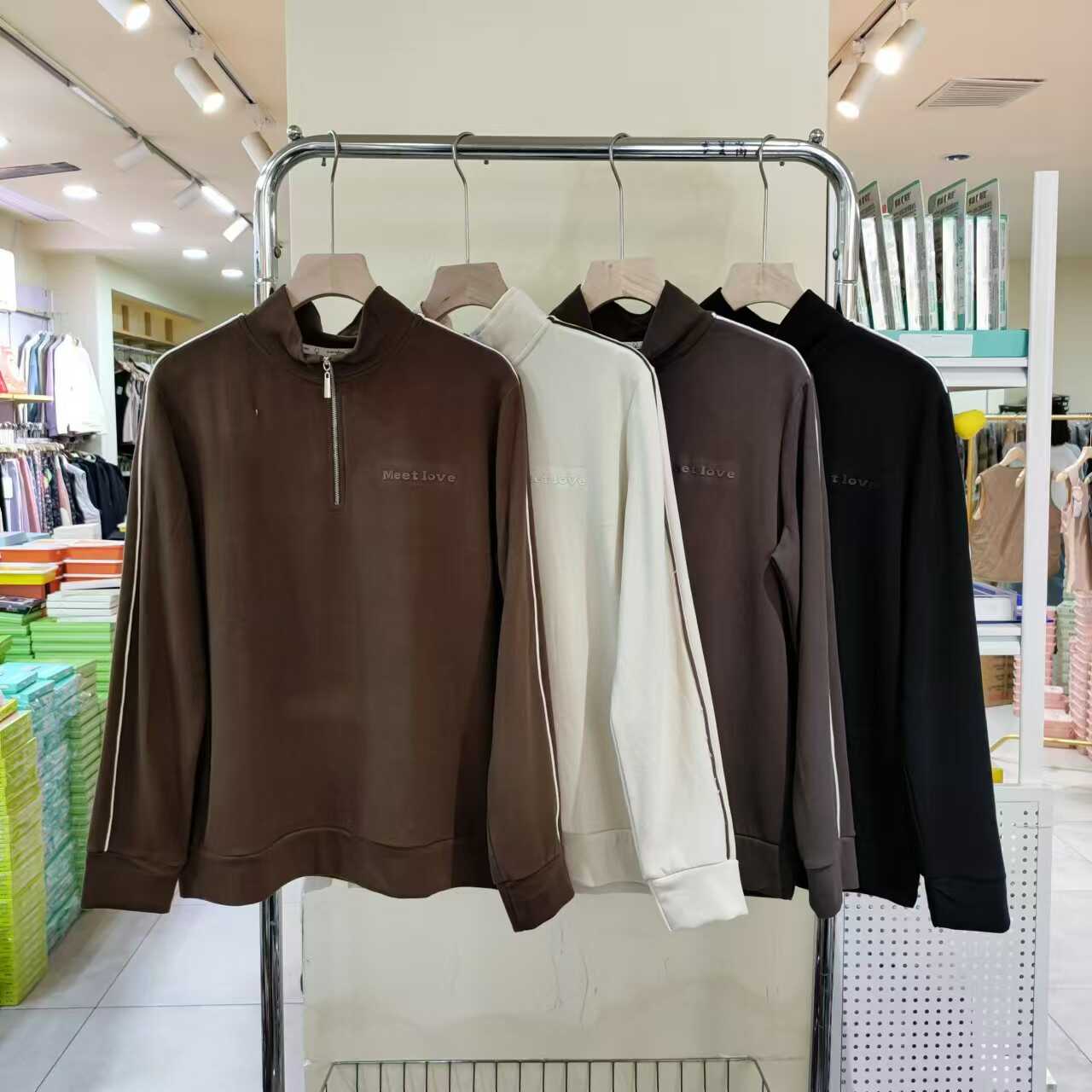 立领拉链半开襟休闲磨毛保暖卫衣