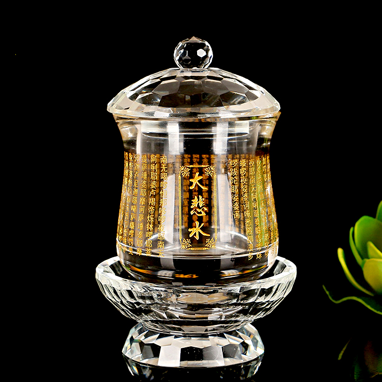 佛具供杯仿水晶大悲咒观音有源