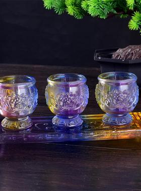 供佛玻璃杯圣水杯三杯连座