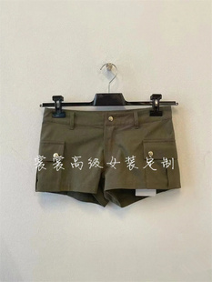 超短褲 裳裳 2024春夏新款 CE軍綠色迷你棉質休閑工裝 本 女高版