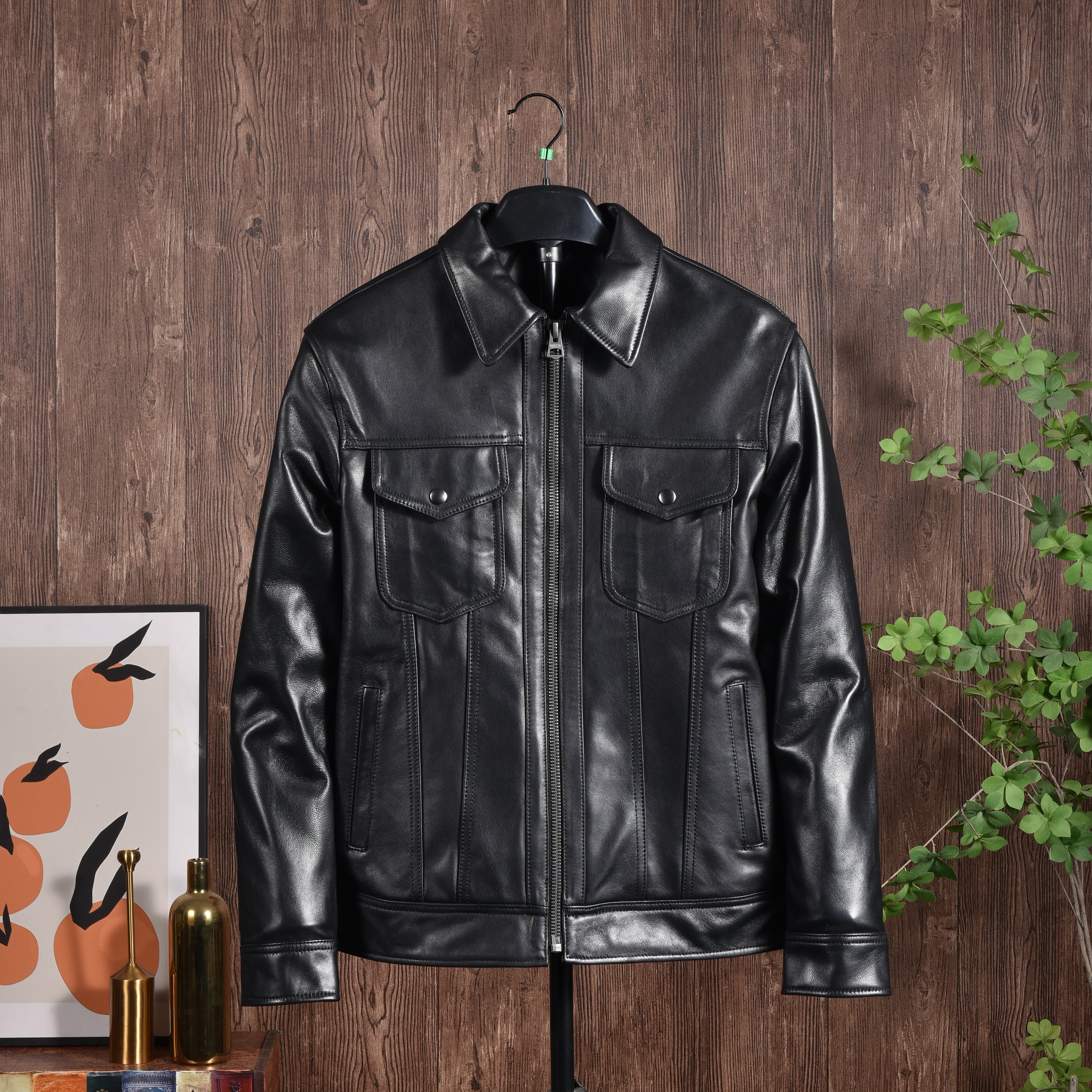 经典507翻领美式复古头层皮衣