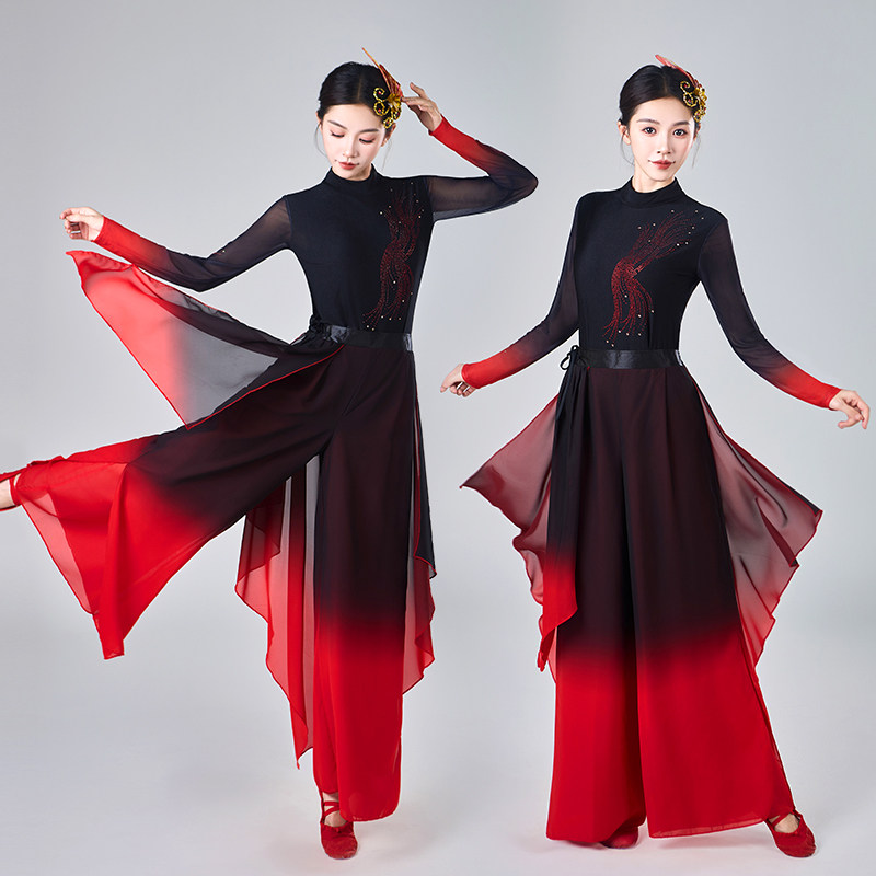 象王行舞蹈服装九州同古典舞演出服九儿舞蹈服溯跃胶州秧歌红黑女