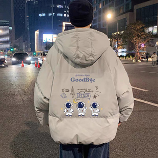 美式宇航员联名棉衣男款冬季外套潮牌加厚棉服bf青年学生保暖棉袄
