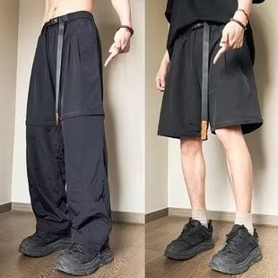 马登工装山系户外可拆卸机能长裤直筒束脚解构五分短裤子男秋夏款