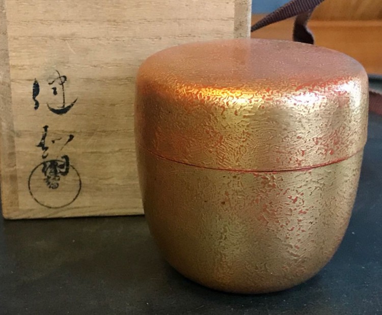 日本茶道具 大漆 漆器 朱金中枣 茶枣 田中健智作 茶入 茶叶罐