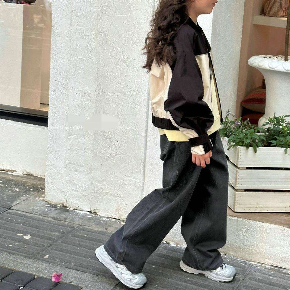 2025新款春秋童装女孩纯棉牛仔长裤宽松潮休闲运动中大童712038