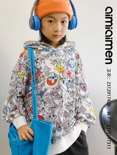 【140码】春秋童装男女孩长袖T恤卫衣纯棉薄款帽衫中大童917428