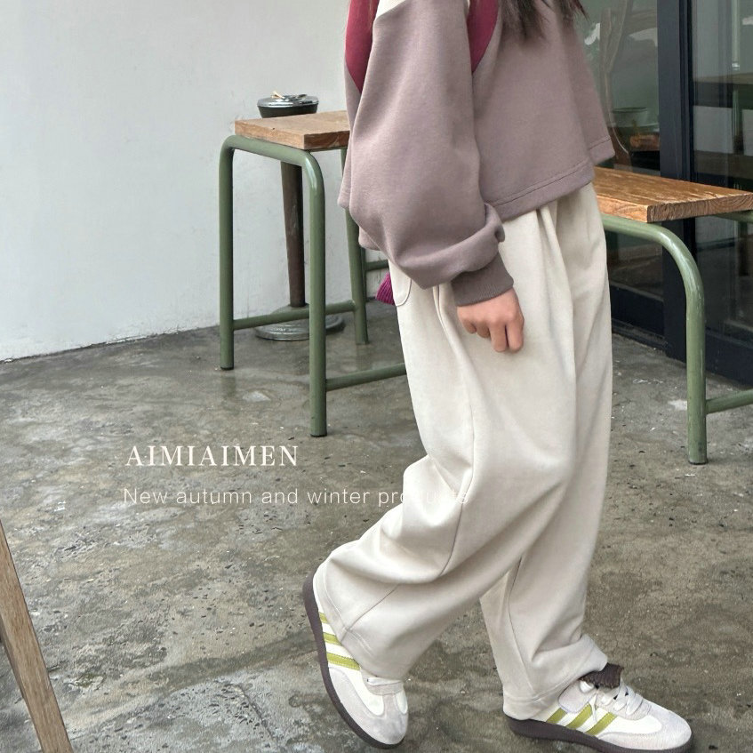 2025新款秋冬童装女孩长裤宽松潮直筒裤潮休闲运动中大童712306