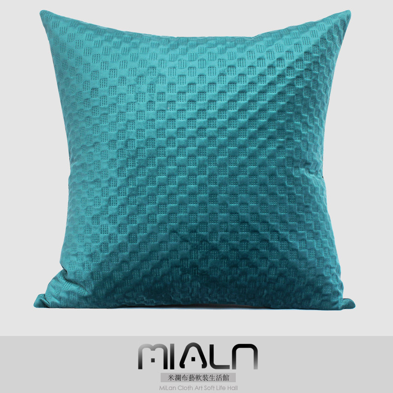现代北欧客厅沙发靠枕床头软包靠垫丝绒纯孔雀蓝色立体几何抱枕套,居家布艺,靠垫/抱枕,淘宝优惠券,粉丝福利购,淘宝优惠卷