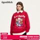 北欧时刻萌宠印花红色套头卫衣女26年春季 新款 圆领宽松小个子上衣