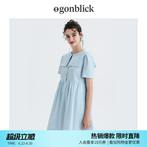 北欧时刻2024年夏款海军领连衣裙女气质小众设计宽松小个子裙子女