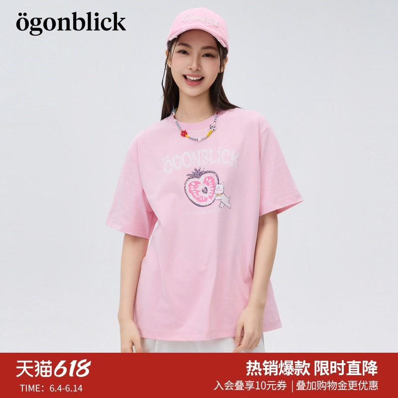北欧时刻商场同款卡通印花短袖T恤女2026年夏季新款宽松休闲上衣