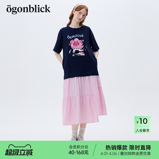 新款 设计长裙 北欧时刻花猫印花拼接格子连衣裙女26年夏季 商场同款
