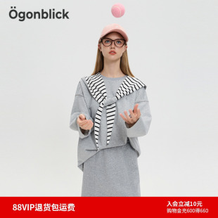 商场同款 落肩慵懒上衣 北欧时刻宽松直筒连帽灰色卫衣女25秋冬新款