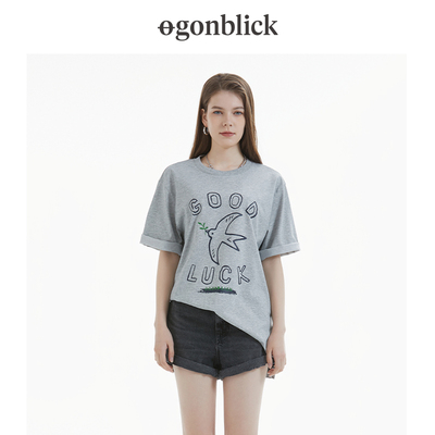 北欧时刻印花开衩oversize短袖