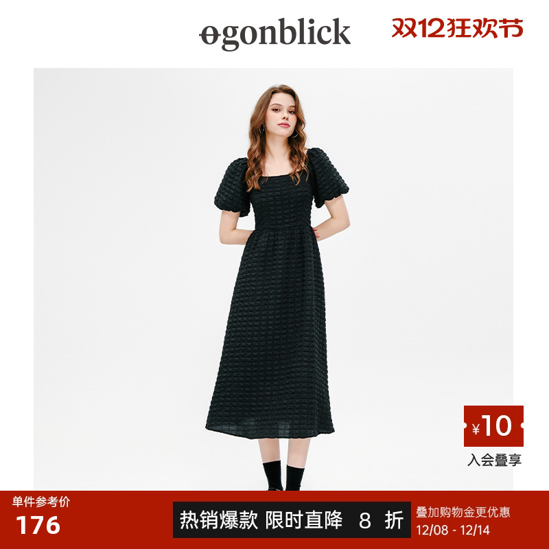 北欧时刻华夫格赫本风大摆裙