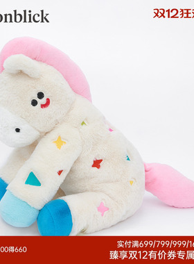 北欧时刻逗鸭联名木马撞色设计毛绒玩具趣味玩偶公仔礼物摆件抱枕